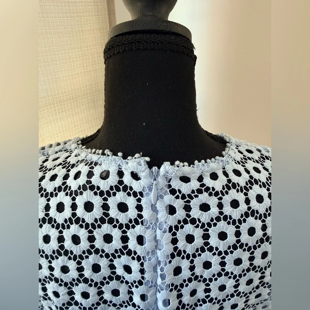 J.Crew Light Blue Daisy Lace 3/4 Bell-sleeve Top Sz 4 Boho Chic Coquette Classic